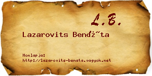Lazarovits Benáta névjegykártya